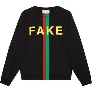 NWT Gucci Unisex ‘Not Fake’ Sweatshirt In Black Size M